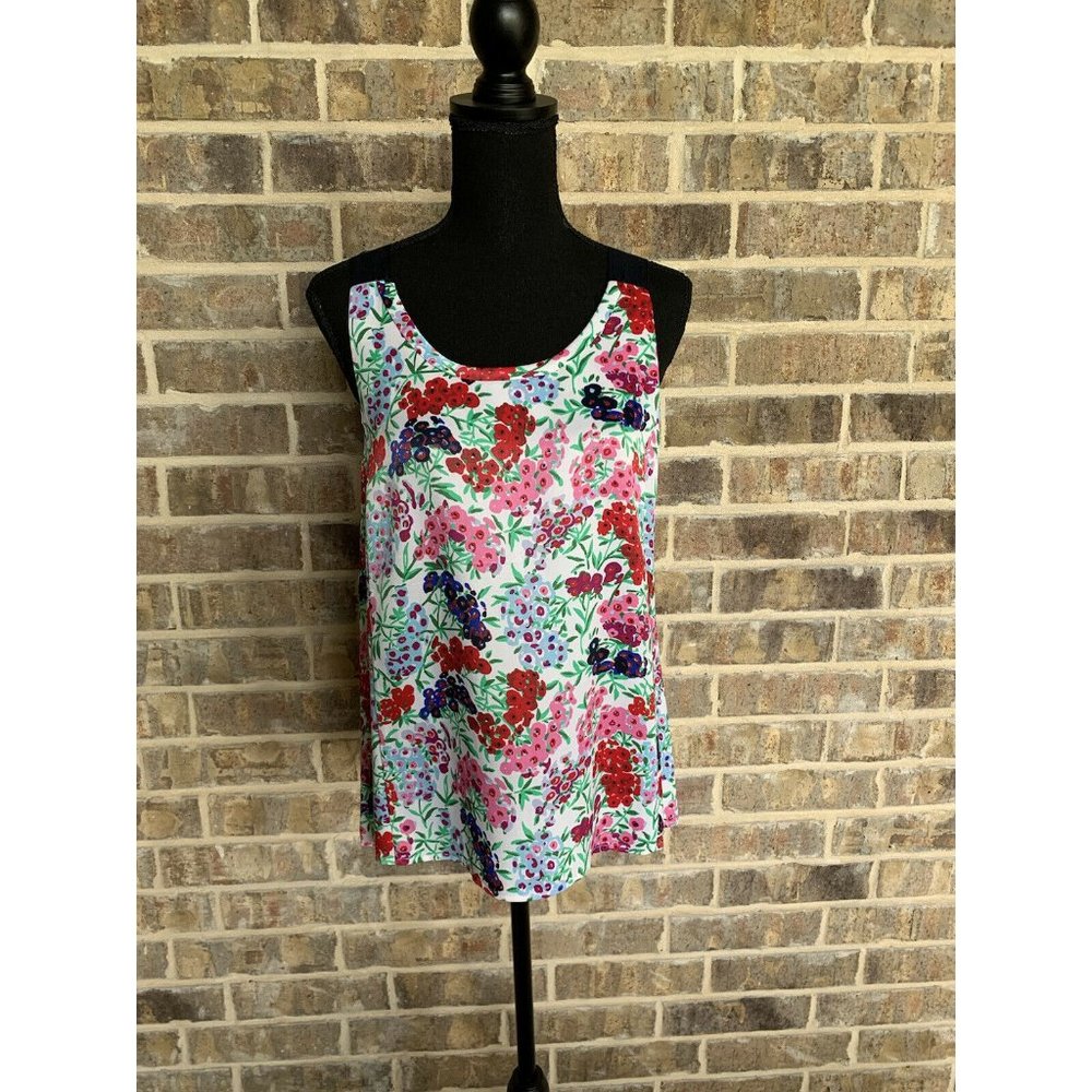 Draper James sleeveless ribbon strapped floral top